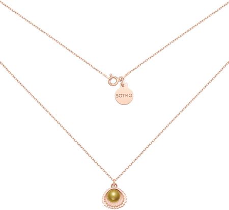 Sotho Naszyjnik z różowego złota z muszelką i perłą SWAROVSKI® CRYSTAL w kolorze Antique Brass 40 cm N1862