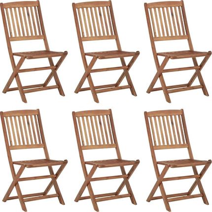 Patio Składane Krzesła Ogrodowe 6Szt. Lite Drewno Akacjowe