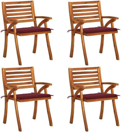 Beliani Vidaxl Krzesła Ogrodowe Z Poduszkami 4Szt. Lite Drewno Akacjowe