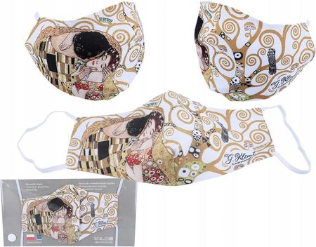 Maseczka ochronna - G. Klimt. Pocałunek kremowe tł