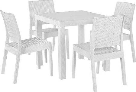 Shumee Zestaw Ogrodowy Stół I 4 Krzesła Biały Fossano