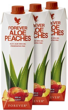 Trójpak Forever Aloe Peaches™. Trójpak (3 x 1 litr) nektaru z miąższem z liści aloesu o smaku brzoskwiniowym wzbogacony witaminą C (7773)