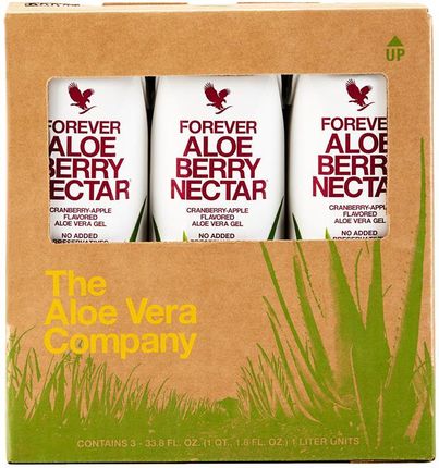 Trójpak Forever Aloe Berry Nectar™. Trójpak (3 x 1 litr) nektaru z miąższem z liści aloesu o smaku jabłkowo-żurawinowym wzbogacony witaminą C (7343) - zdjęcie 3