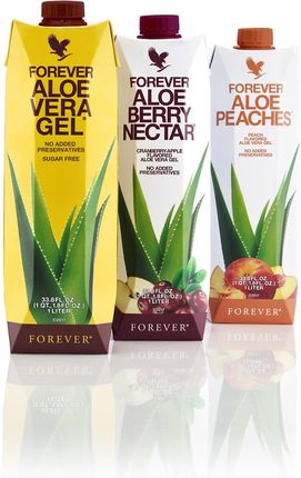 Trójpak Forever Aloe Mix™. Trójpak mix różnych smaków (3 x 1 litr) soku z miąższem z liści aloesu wzbogacony witaminą C (7333)