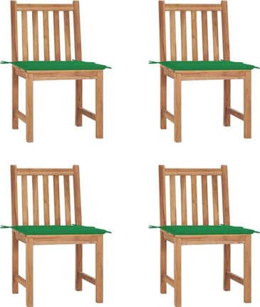 Vidaxl Krzesła Ogrodowe 4 Szt. Z Poduszkami Lite Drewno Tekowe