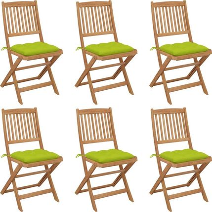 Vidaxl Składane Krzesła Ogrodowe 6 Szt. Z Poduszkami Drewno Akacjowe