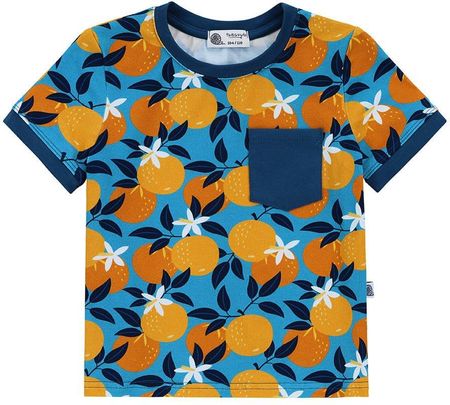 Tuszyte T-Shirt Z Kieszonką Pomarańcze Na Niebieskim