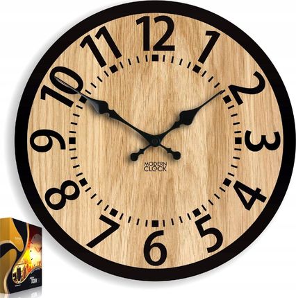 Modernclock Zegar Ścienny Drewniany Dębowy Berlin 33Cm Cichy