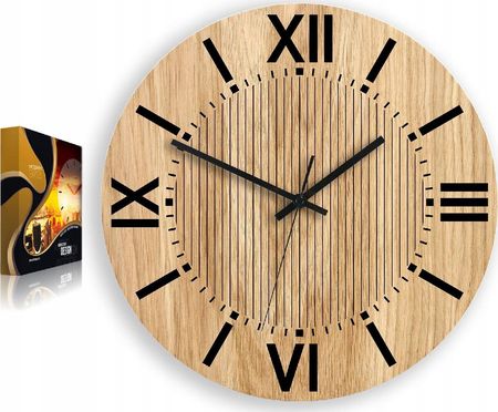 Modernclock Zegar Ścienny Drewniany Santiago Czytelny Design