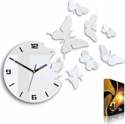 Modernclock Zegar Ścienny Motyle 3D Biały Ultra Cichy Diy