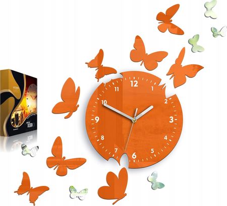 Modernclock Zegar Ścienny Motyle Pomarańcz 14 Czytelny Cichy