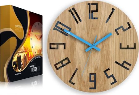 Modernclock Zegar Ścienny Dąb Slim Czarno&Amp Niebieski