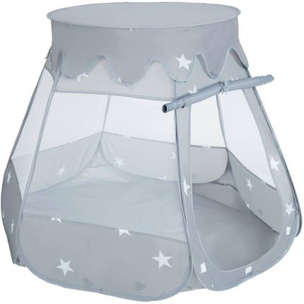 Kiddymoon Partners Namiot zamek NZ-100X z piłeczkami 6cm szary perła-szary-transparent-pudrowy róż (17171457) - zdjęcie 2