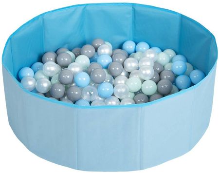 Kiddymoon Partners Suchy basen składany BS-100X z piłeczkami 6cm tekstylny niebieski perła-szary-transparent-babyblue-mięta (17173481)