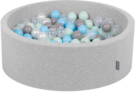 Kiddymoon Suchy basen okrągły z piłeczkami 7cm piankowy jasnoszary perła-szary-transparent-babyblue-mięta (17684435)