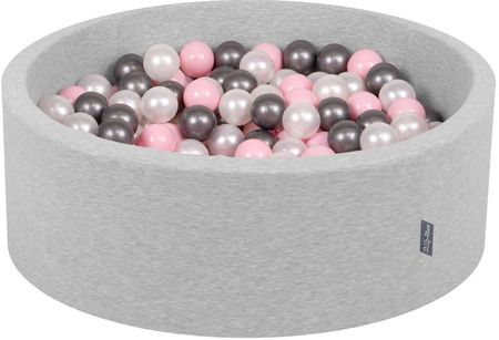 Kiddymoon Suchy basen okrągły z piłeczkami 7cm piankowy jasnoszary perła-pudrowy róż-srebrny (17766435)