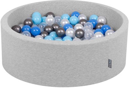 Kiddymoon Suchy basen okrągły z piłeczkami 7cm piankowy jasnoszary perła-niebieski-babyblue-transparent-srebrny (17761435)