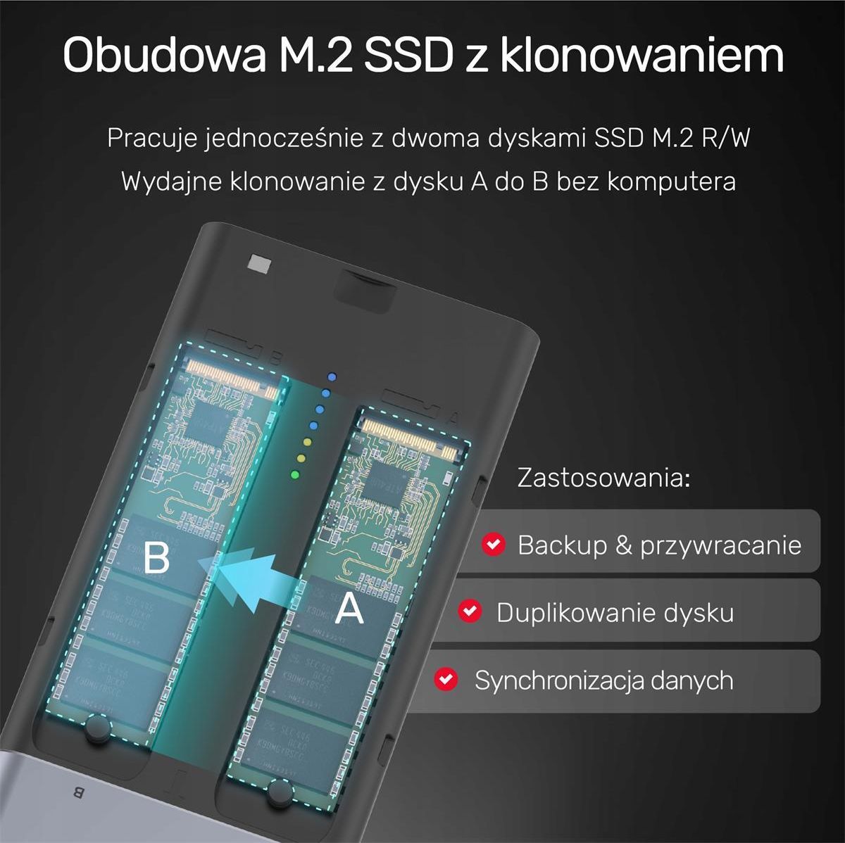 Unitek 2x M.2 PCIe/NVMe (S1206A) - zdjęcie 3 Unitek 2x M.2 PCIe/NVMe (S1206A)