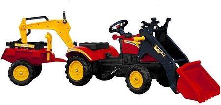 Import Leantoys Traktor Z Przyczepą I Łyżką Na Pedały Benson Czerwony