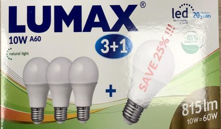 Lumax Ll082N-3+1 Żarówka Led Zestaw 3+1, E27, 10W, 4000K