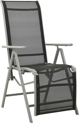 Vidaxl Rozkładane Krzesło Ogrodowe Textilene I Aluminium Srebrne