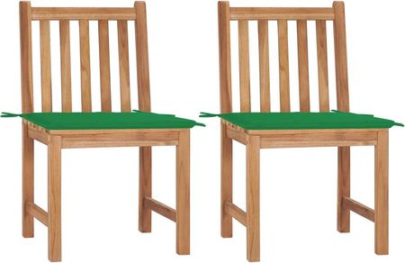 Krzesła Ogrodowe Z Poduszkami 2Szt. Lite Drewno Tekowe