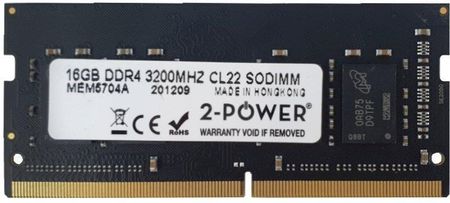 2-Power Pamięć Ram 1X 16Gb 2-Power So-Dimm Ddr4 3200Mhz Pc4-25600 (MEM5704A)