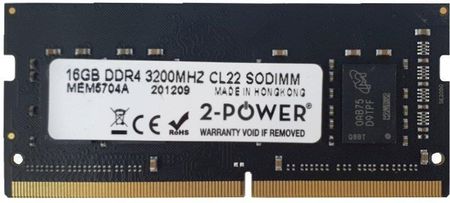 Pamięć RAM 2-Power  1X 16Gb 2-Power So-Dimm Ddr4 3200Mhz Pc4-25600 (MEM5704A)