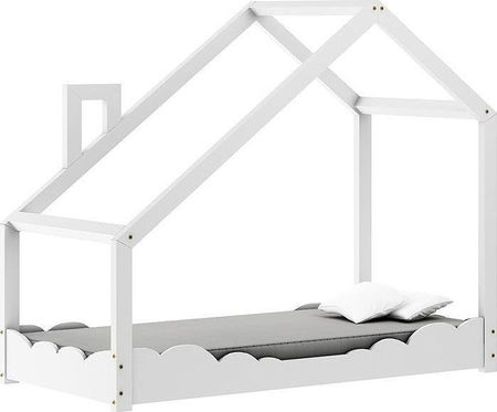 Elior Drewniane łóżko dziecięce domek Lumo 5X - Białe 100x180cm  