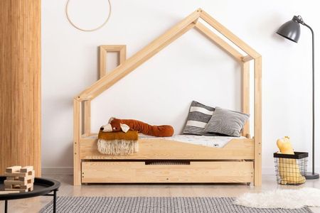 Elior Drewniane łóżko dziecięce domek z szufladą Lumo 7X 80x140cm  