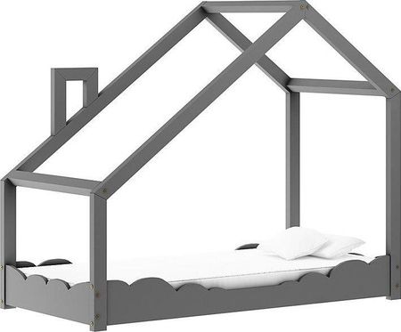 Elior Drewniane łóżko dziecięce domek Lumo 5X - Szare 80x180cm  