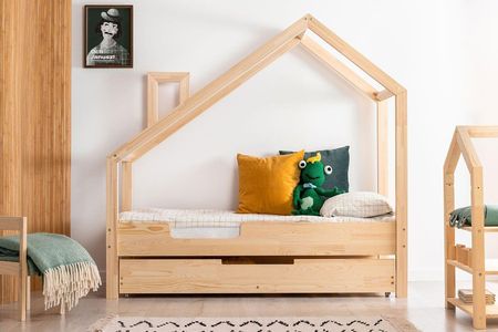 Elior Drewniane łóżko dziecięce domek z szufladą Lumo 9X 80x140cm  