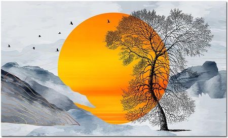 Obraz Na Płótnie Słońce 2 120X70 Drzewo Pataki