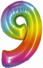 Zdjęcie Balon Foliowy Smart Cyfra 9 Tęczowa 76Cm - Szadek