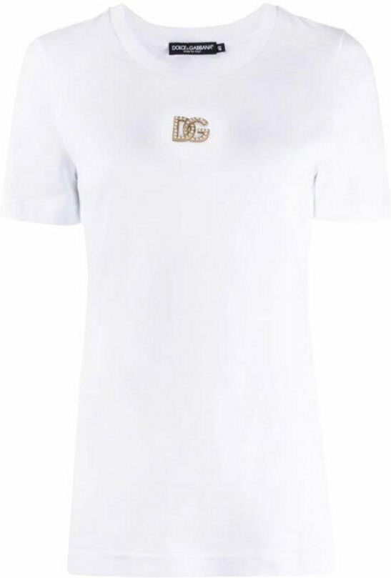 Tシャツ・カットソー Dolce & Gabbana TOP (G8SD2ZG7PEA N0000) Koszulka Dolce & Gabbana Cotton T-shirt With Dg Milano Logo