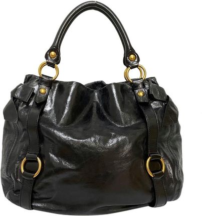 miu miu vitello lux hand bag ribbon ブラック MIU MIU(ミュウミュウ) Vitello Lux Ribbon2WAYショルダーバッグ