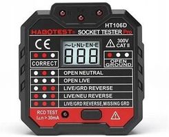 Habotest Tester Gniazd Z Wyświetlaczem Cyfrowym Ht106D