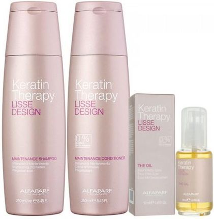 Alfaparf Lisse Design Keratin Therapy zestaw podtrzymujący efekt prostowania | szampon, odżywka, olejek