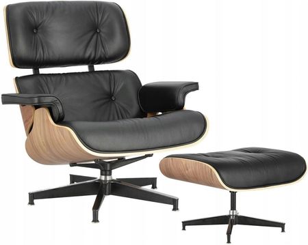 D2.Design Fotel Vip Z Podnóżkiem Czarny Walnut Standard Bas