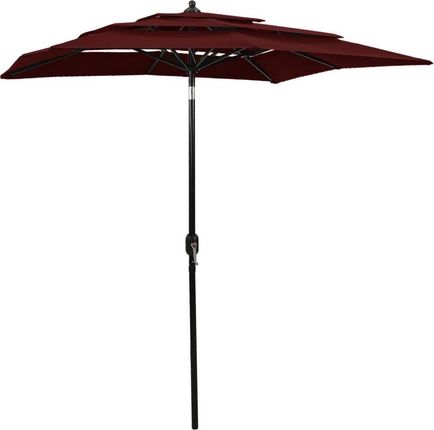 Vidaxl 3-Poziomowy Parasol Na Aluminiowym Słupku Bordowy 2X2m