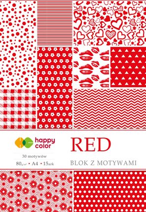 Blok Happy Color Z Motywami Red A4 15 Arkuszy 80G/M2 30 Motywów