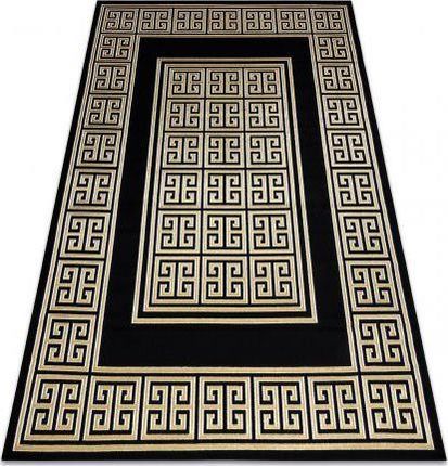 Dywany Łuszczów Dywan Gloss 6776 86 Stylowy Ramka Grecki Klucz Czarny Złoty 240X330 Cm