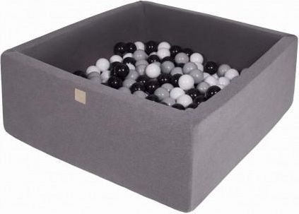 MeowBaby basen kwadratowy ciemnoszary 110x110x40 + 400 piłek (szare białe czarne)