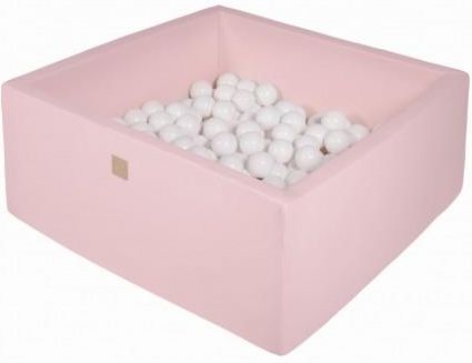 MeowBaby basen kwadratowy pudrowy róż 110x110x40 + 400 piłek (białe)