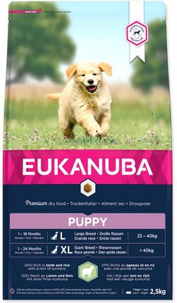 Eukanuba Sucha karma dla rosnących szczeniąt dużych ras bogata w jagnięcinę i ryż 2,5kg