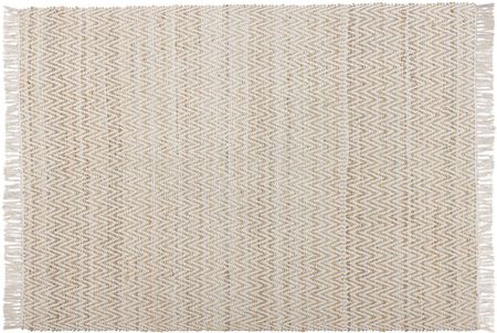 Beliani Ręcznie tkany dywan jutowy bawełniany beżowy 140 x 200 cm boho frędzle Afrin