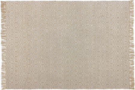 Beliani Ręcznie tkany dywan jutowy bawełniany beżowy 140 x 200 cm boho frędzle Pozanti