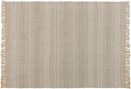 Beliani Ręcznie tkany dywan jutowy bawełniany beżowy 140 x 200 cm boho frędzle Dortyol