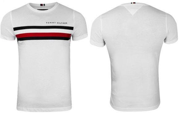 TOMMY HILFIGER KOSZULKA T SHIRT GLOBAL STRIPE TEE WHITE MW0MW14337