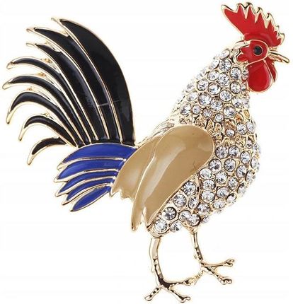 PINETS BROSZKA KOGUT KOLOR ZŁOTY Z CYRKONIAMI PTAK
